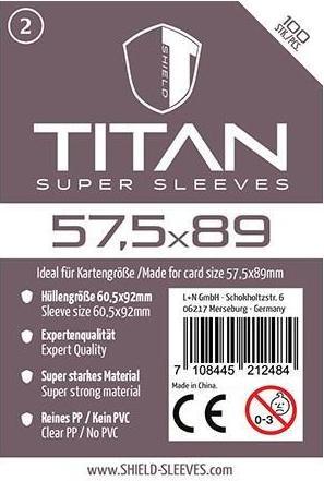 Image du produit Shield Sleeves 1024471 - Titan - 100 super manchons pour cartes de 57,5 x 89 mm