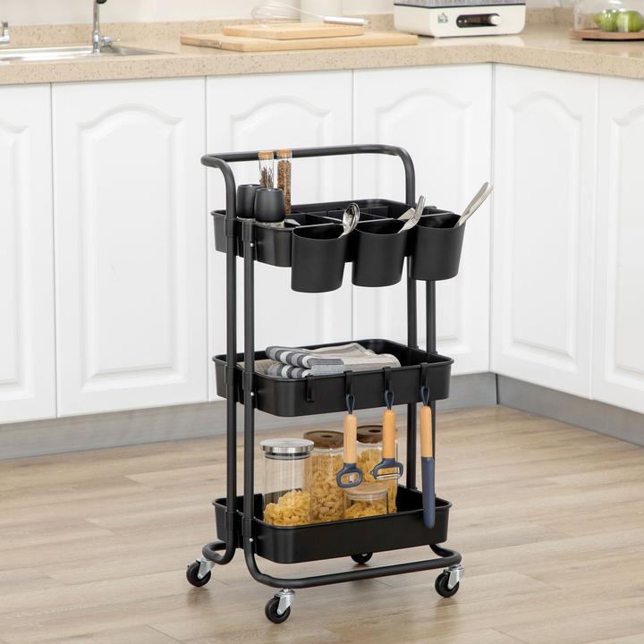 Image du produit Homcom Servierwagen Stahl, ABS Schwarz