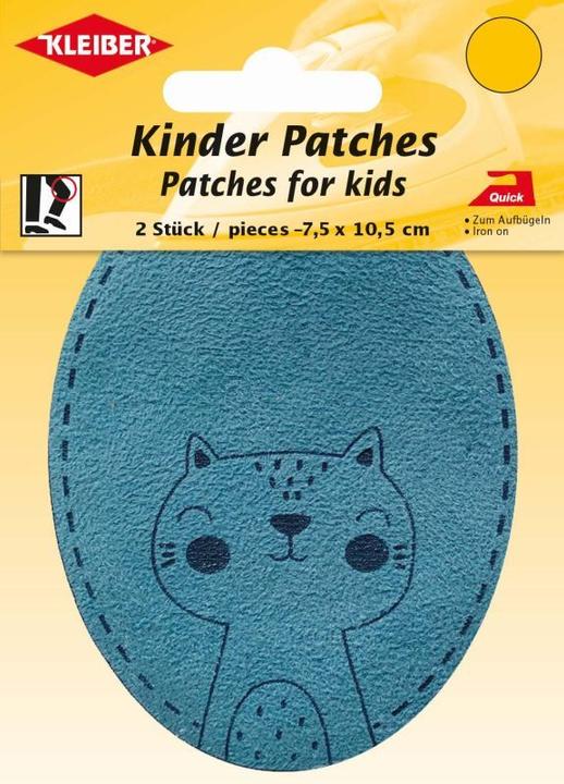 Kleiber Kinder Bügel-Patches 7,5x10,5cm katze-blau 2 St (2 Stk., 7.50 x 10 cm)