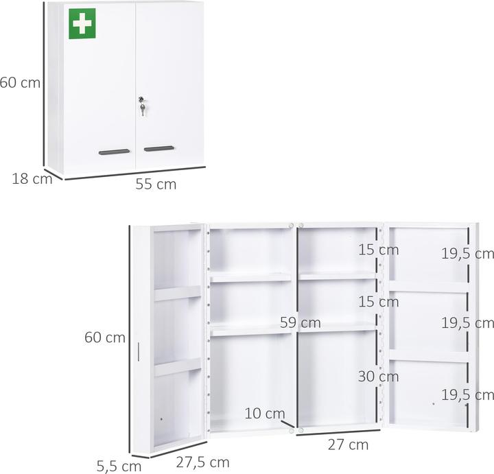 Produktbild Kleankin Medizinschrank (18 x 55 x 60 cm)