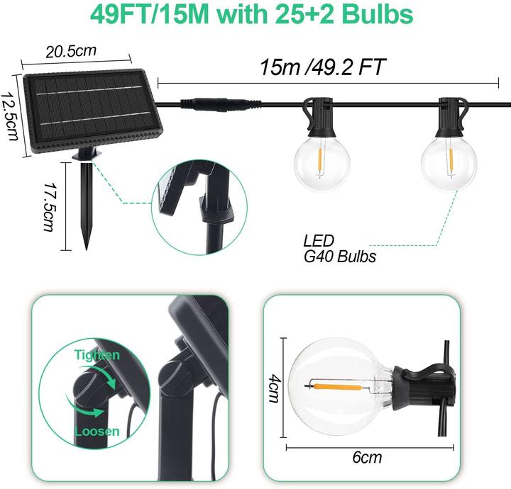Image du produit Ghustar Guirlande lumineuse solaire (15 m)