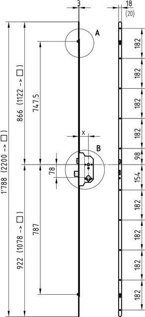 Actual product image Glutz Treplane 1832 Combi multi-point lock