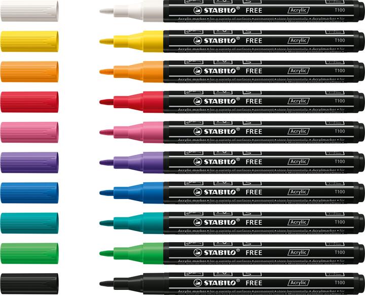 Immagine prodotto STABILO Marcatore acrilico - Acrilico FREE - Punta T100 1-2mm - penna singola - giallo (Giallo, 2 mm, 1 x)