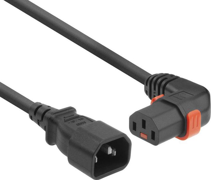 Produktbild Iec Lock 230V Powercord C14 to C13 (right angled) lockable, black, 1 meter (1 m)