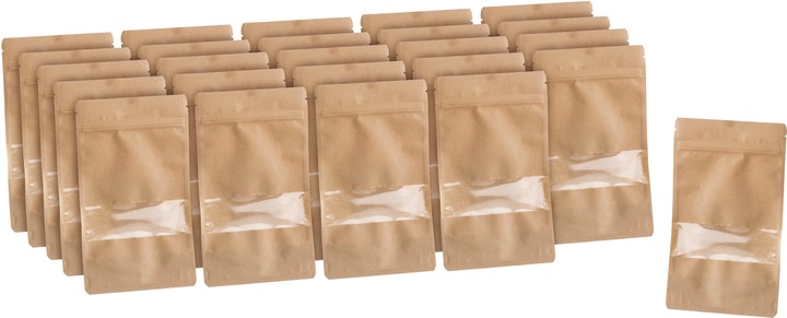 Produktbild Efco Doypack Standbodenbeutel mit Fenster, Kraftpapier, 25 Stück (Geschenkbox, 25 x)