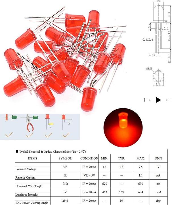 OEM 30 Pcs. LED Red 5mm