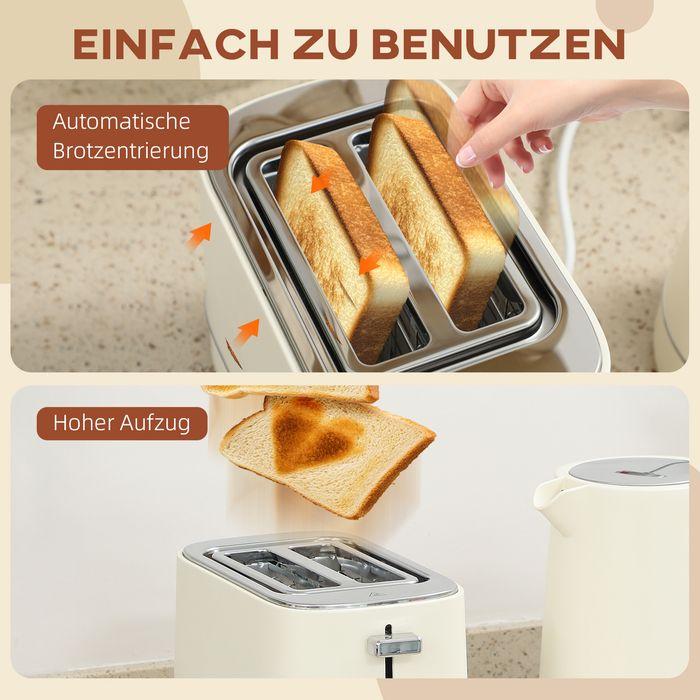 Produktbild Swisshandel24 Set aus 1,7 L Wasserkocher und Toaster mit 6 Bräunungsstufen, Beige (1.70 l)