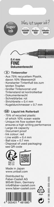 Actual product image Faber-Castell Faber.C.Rollerball UB EYE fine red BK 148198 (Red, 1x)