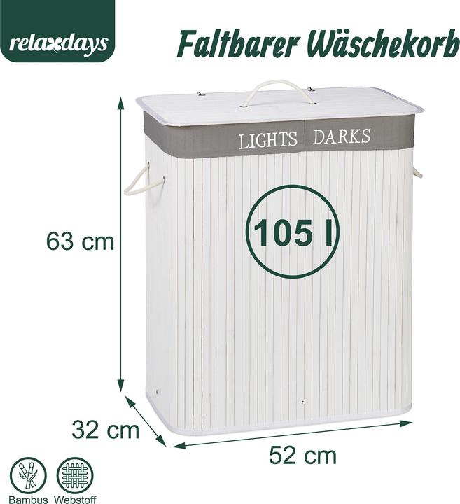 Produktbild Relaxdays Wäschekorb Bambus (105 l)