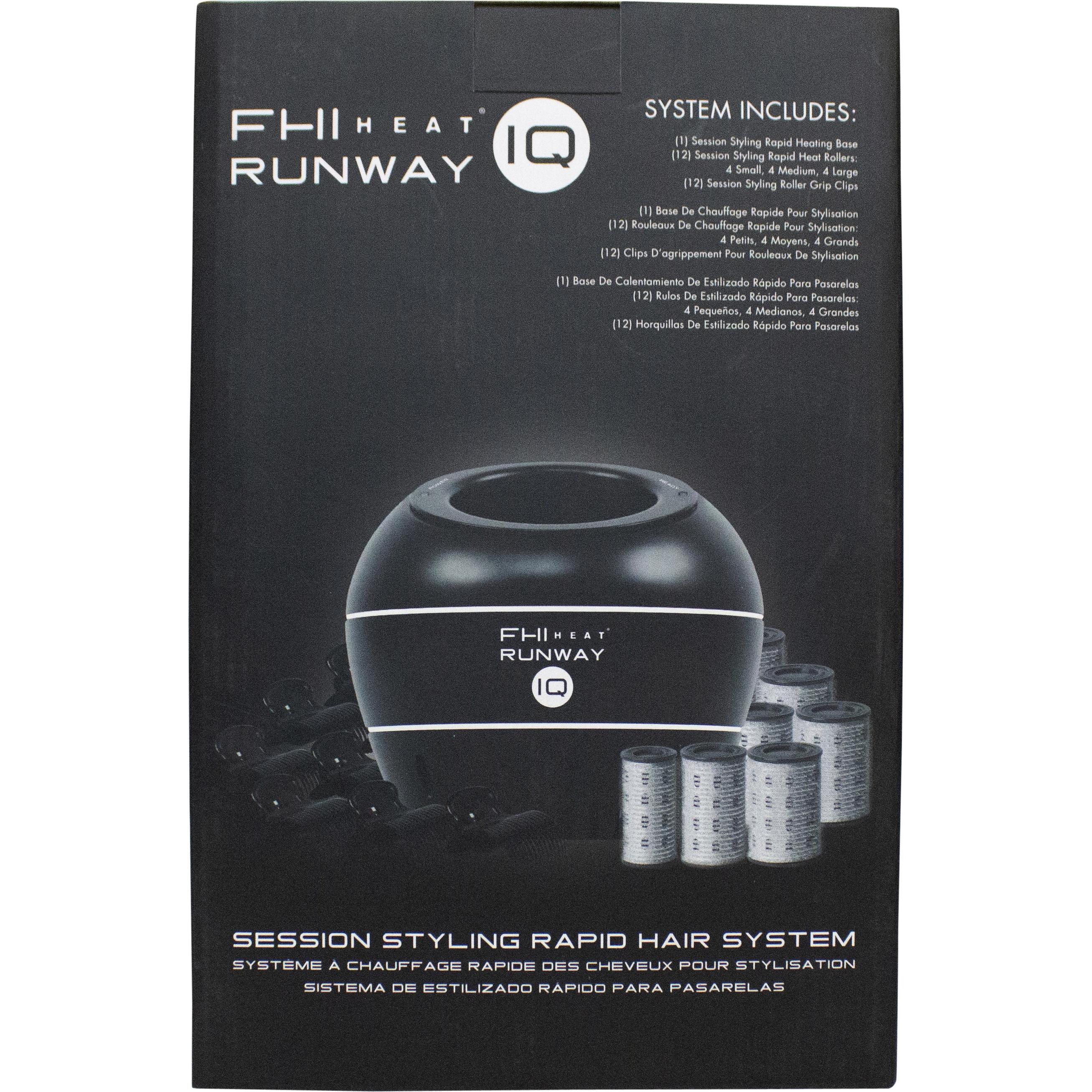 FHI Heat, Fornitura per saloni, Runway IQ Kit Rapid Heating Base + 4 x Small/Medium/Large Rapid Hot Rollers + 12 Grip Clips