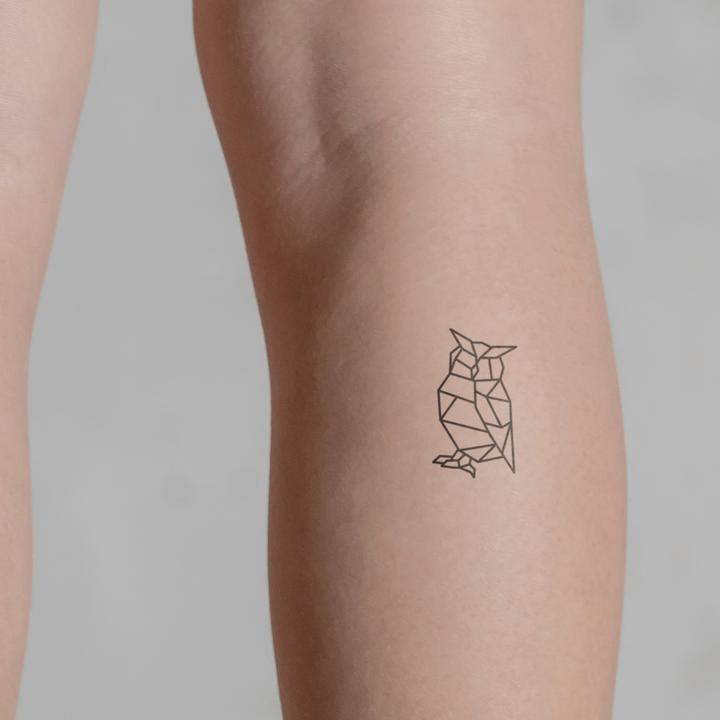Actual product image minink Temporary tattoo - Geometric owl