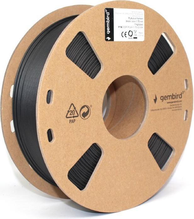 Image du produit Gembird Flashforge PLA-plus filament, Black 1.75 mm, 1kg (PLA+ LECTURE, 1.75 mm, 1000 g)