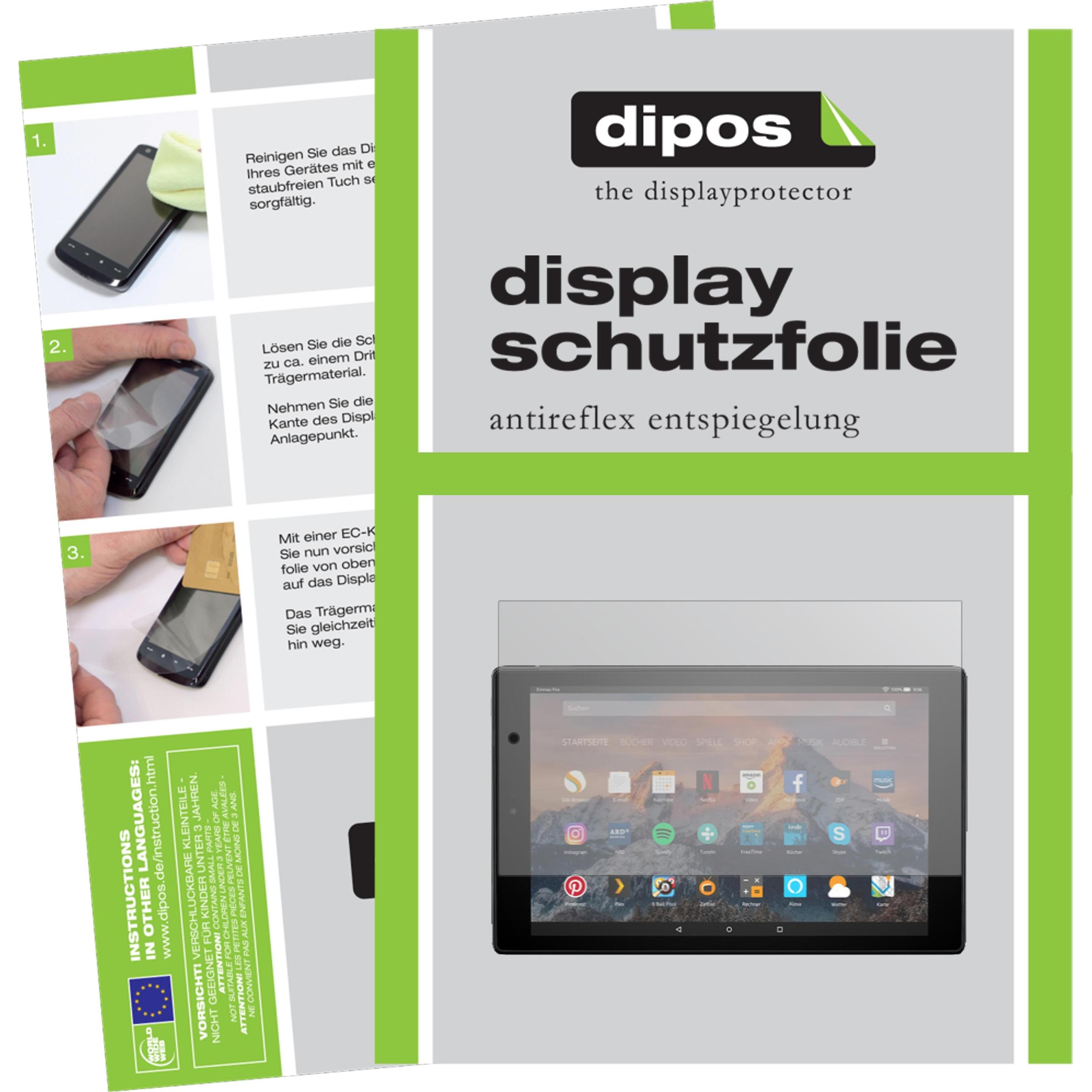 Dipos Displayschutzfolie Antireflex (2 Stück, Fire HD 10 (2019)), Tablet Schutzfolie