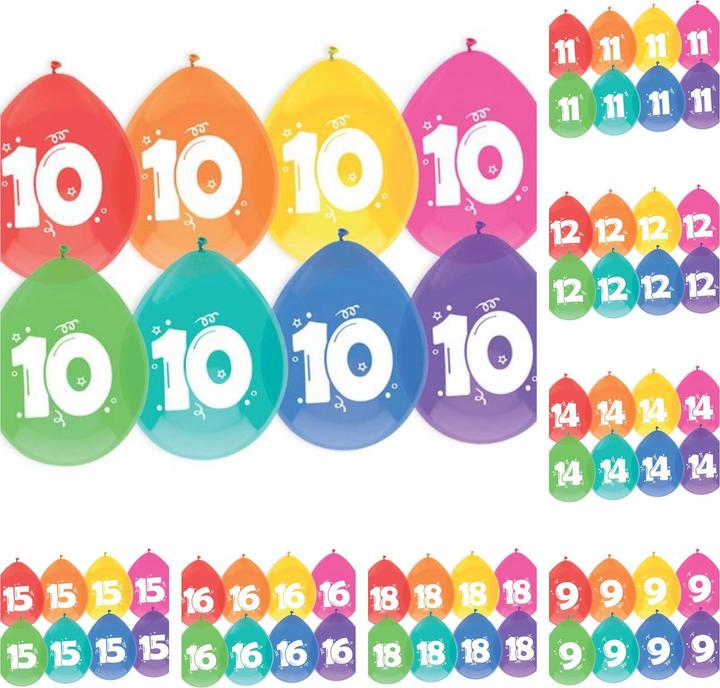 Produktbild Unique Luftballons 8er Pack Zahl 9 (8 x)
