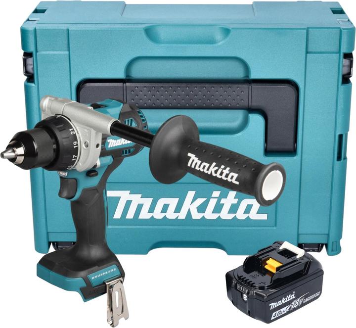 Produktbild Makita DDF 492 M1J Akku Bohrschrauber 18 V 141 Nm Brushless + 1x Akku 4,0 Ah + Makpac - ohne (Akkubetrieb)
