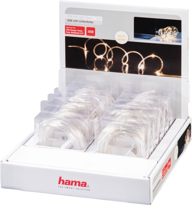 Produktbild Hama USB-LED-Lichterkette, Warmweiss, 3 m, 12 Stück im Display (200 cm, Indoor)