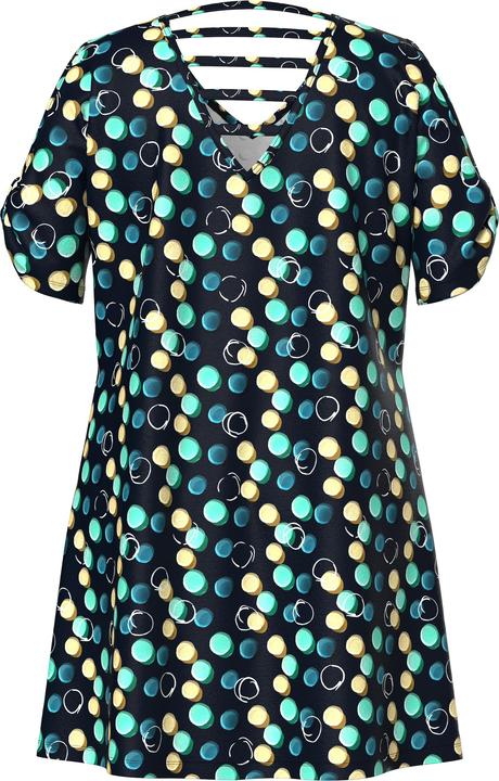 Produktbild Ulla Popken Strandkleid, Punkte, Zierbänder, V-Ausschnitt, Halbarm (58)