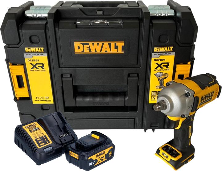 Produktbild DeWalt DCF 891 M1T Akku Schlagschrauber 18 V 1084 Nm 1/2" Brushless + 1x Akku 4,0 Ah + TSTAK + (Akkubetrieb)