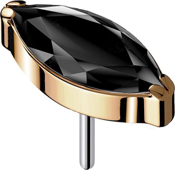 Image du produit Star Piercing Threadless or rose avec cristal ovale noir (sans laiton, Titane)