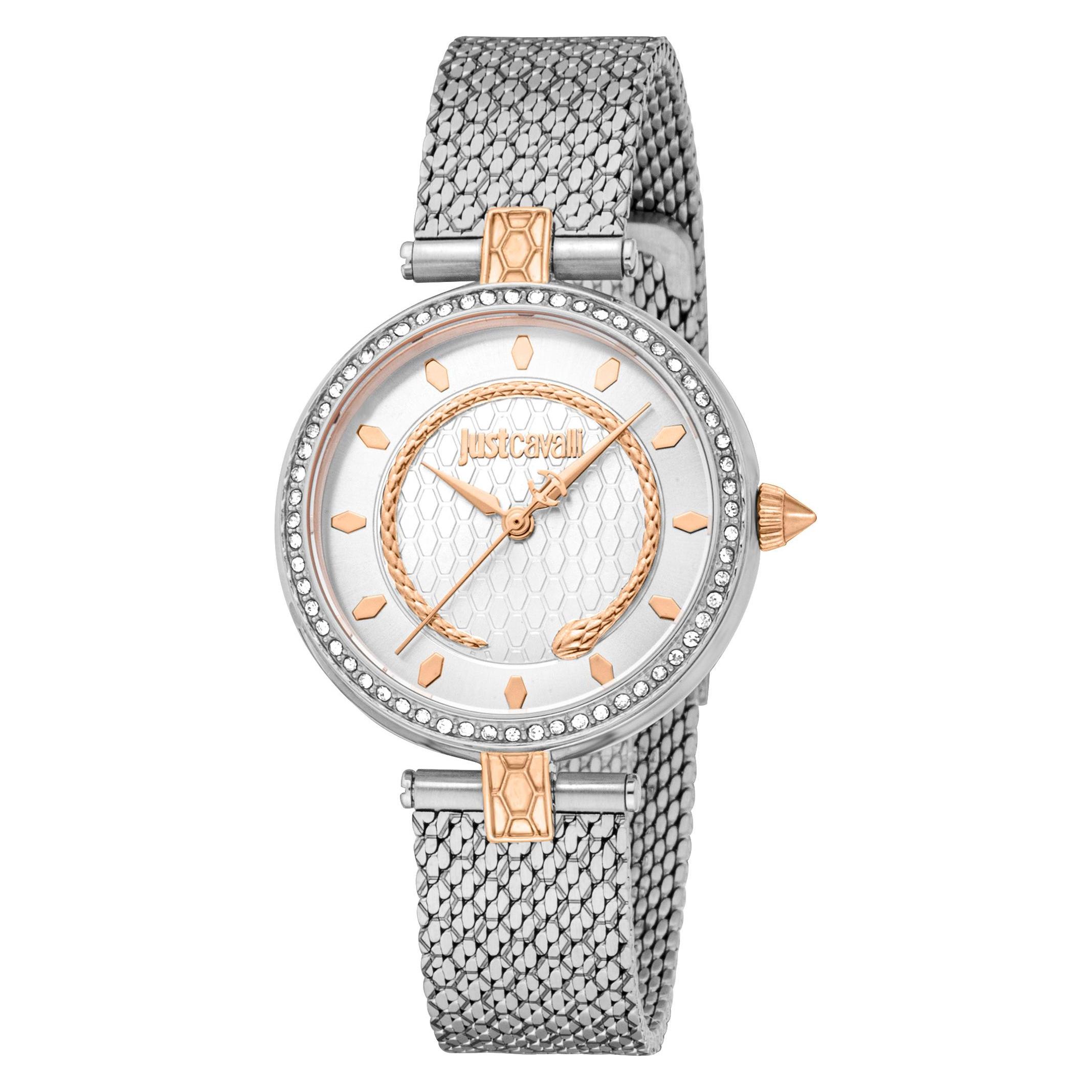 Just Cavalli, Armbanduhr, Glam Chic Obsessive Snake - JC1L240M0065, Gold, Grau, Silber, (Analoguhr, 32 mm)