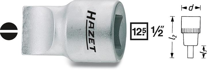 Produktbild HAZET Schraubendreher-Steckschlüsseleinsatz 980-2X13 ∙ Vierkant12,5 mm (1/2 Zoll) ∙ Schlitz Profil …