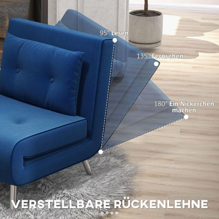 Produktbild Swisshandel24 Schlafsessel Kissen Gästebett Polstersofa Samt Blau 77x88x83cm