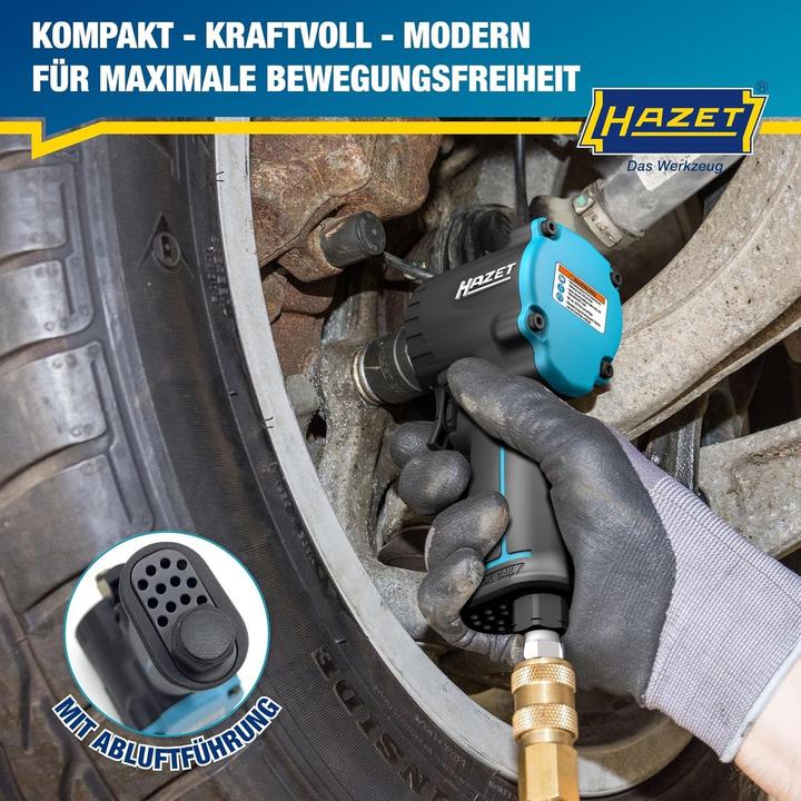 Produktbild HAZET Schlagschrauber ∙ extra kurz 9012M-1 ∙ Lösemoment maximal: 1200 Nm ∙ Vierkant 12,5 mm (1/2 Zo… (Schlagschrauber)