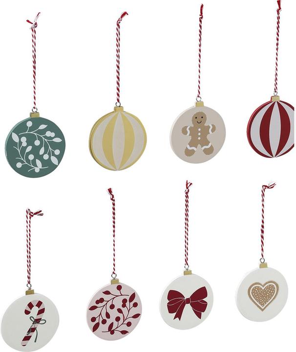 Vertbaudet Set aus 10 flachen Weihnachtskugeln aus Holz MOONY (10x)