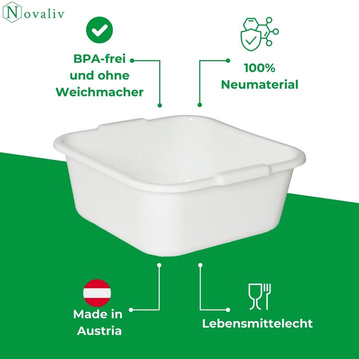Produktbild Novaliv 10x Spülschüssel eckig 14L, 38x38 cm, Weiss, BPA-frei & Spülmaschinenfest? Ideal für Küche u