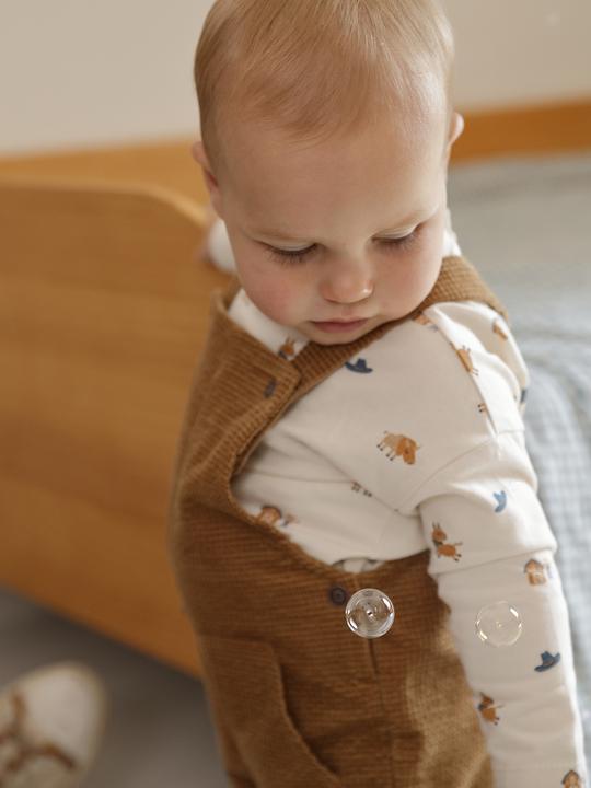 Actual product image Vertbaudet Baby set: velvet dungarees & shirt with cowboy print (74)