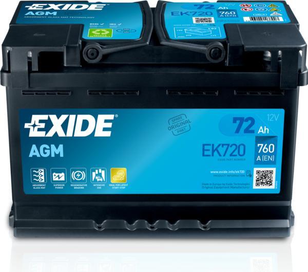 Actual product image Exide EK720 (12 V, 72 Ah, 760 A)