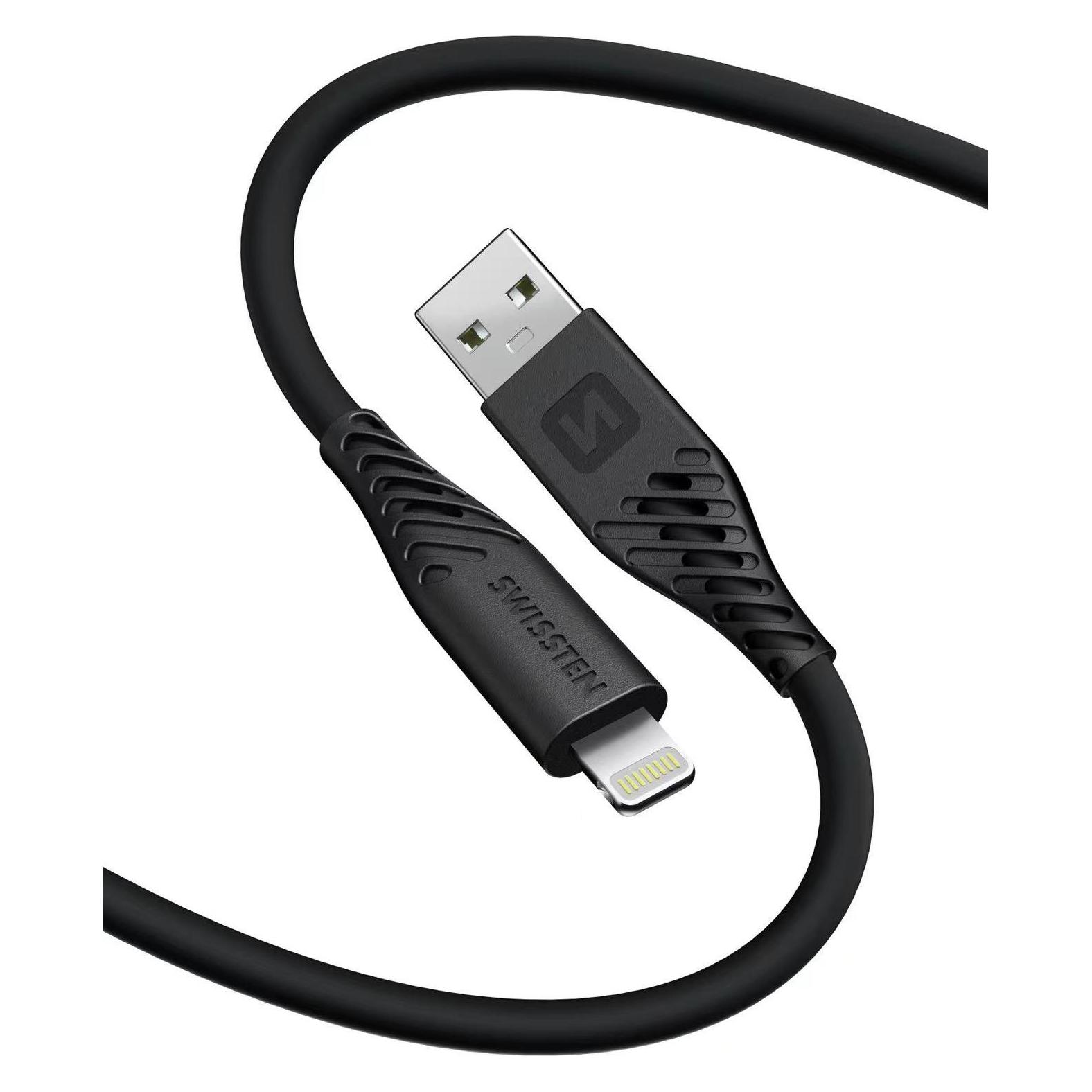 Swissten Data Cable Soft Silicone Usb / Lightning 1.5 M 60W Black (1.50 m, Usb 3.2 Gen 1, 60 W), Usb Kabel