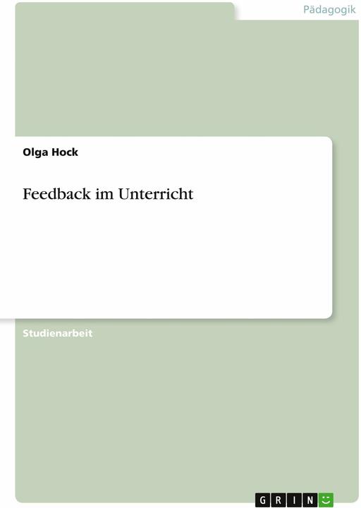 Produktbild Feedback im Unterricht (Deutsch, Olga Hock, 2011)