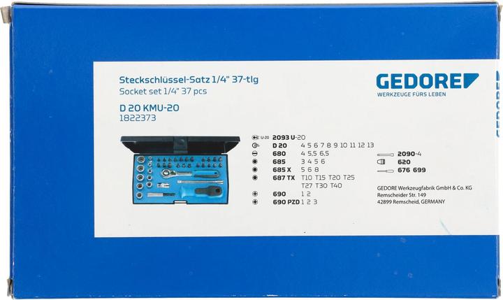 Produktbild Gedore D 20 KMU-20 Steckschlüssel-Satz 1/4" 37-teilig UD-IN-IS-PH-PZ-TX (1/4")