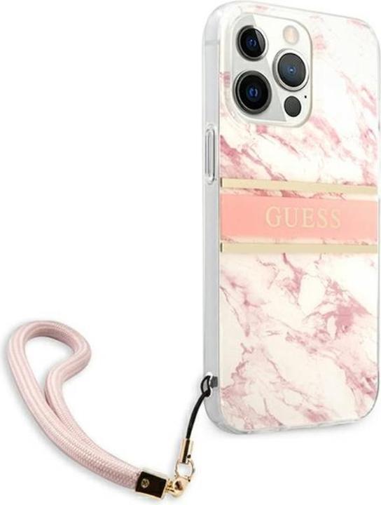 Actual product image Guess Hard Cover Marble Stripe with Strap (Apple iPhone 13 Pro Max)