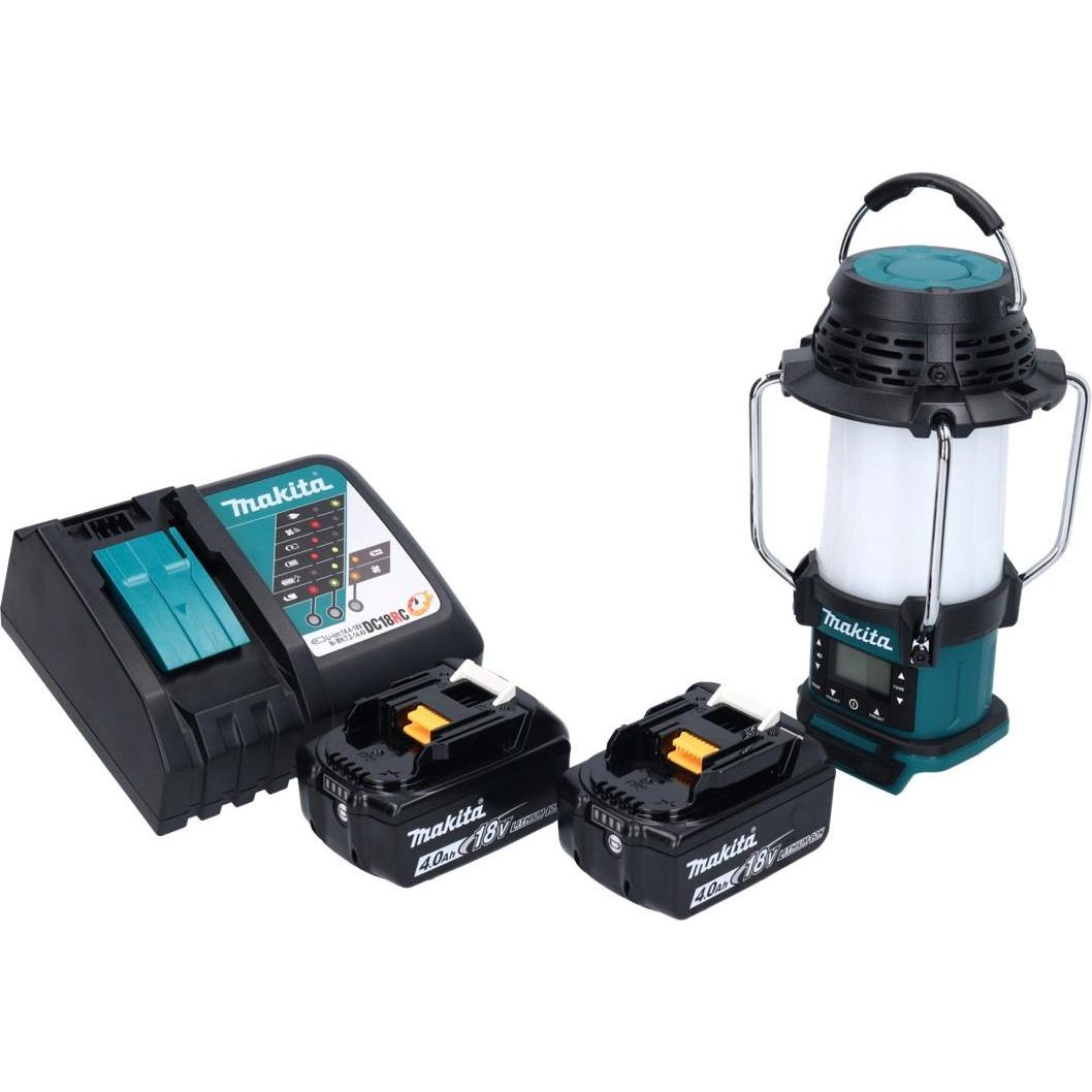 Thumbnail - Makita DMR 055 RM Akku Radio 18 V FM mit Laterne 360° Taschenlampe + 2x Akku 4,0 Ah + Ladegerät (FM, AM), Radio