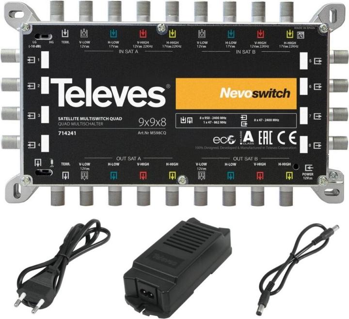 Actual product image Televes Switching matrix MS 98NCQ 9 inputs 8 outputs active Cast iron (Antenna cable)