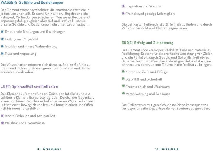 Nutritional values and ingredients CRISANDRA:Orakel-Kartenspiel: Lumaris (German)