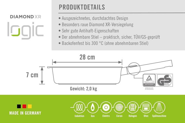Actual product image Woll 1728LCI Logic induction, cast iron high-sided pan (Frying pan, Cast aluminium)