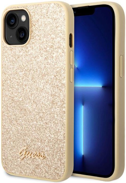 Productafbeelding Guess GUHCP14SHGGSHD iPhone 14 6.1" złoty/goud hard case Glitter Script (Apple iPhone 14)