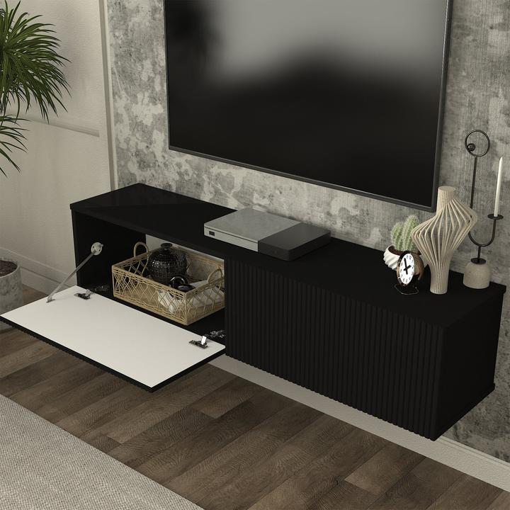 Produktbild En.Casa TV-Lowboard hängend Verpsboga 135x32x30 cm Schwarz (135 x 30 x 30 cm)