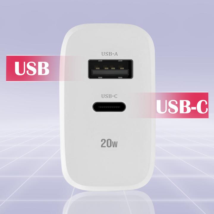 Produktbild Maxlife MXTC-10-20AC PD QC Ladegerät 1x USB-C 1x USB 20W weiss (20 W, 2 Ports)
