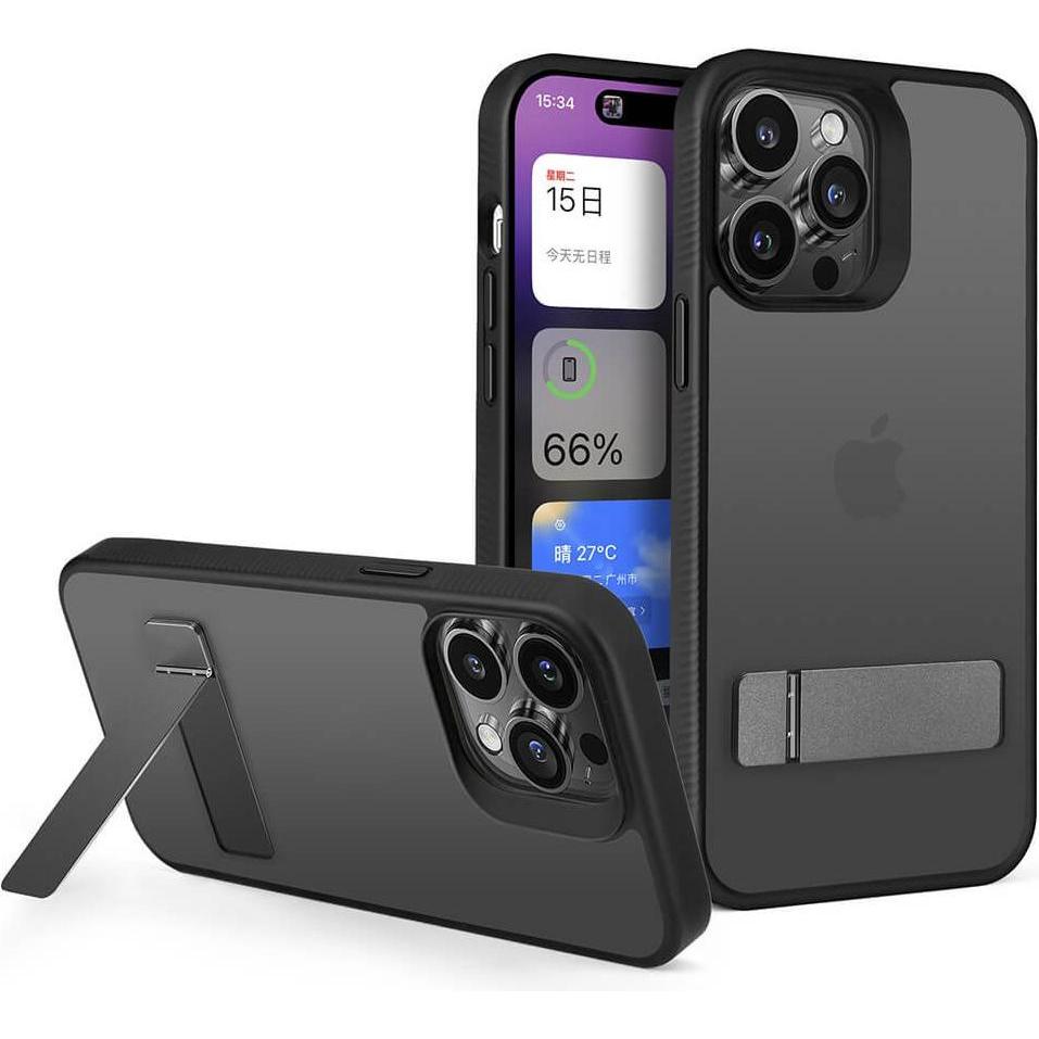 Cover-Discount iPhone 15 - G Style Backcase mit Kickstand schwarz (Apple iPhone 15), Smartphone Hülle, Schwarz