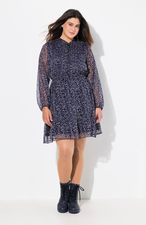 Produktbild Ulla Popken Kleid, Blüten, A-Linie, Tunika-Ausschnitt, Langarm (62)