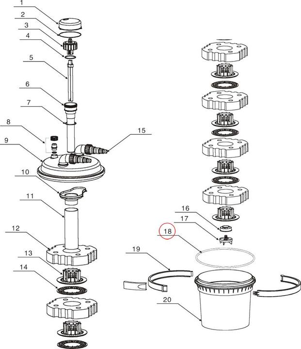 Actual product image SunSun Spare Part: CPF-280 / CPF-380 / CPF-500 Pressure Pond Filter O-Ring Filter-Cover