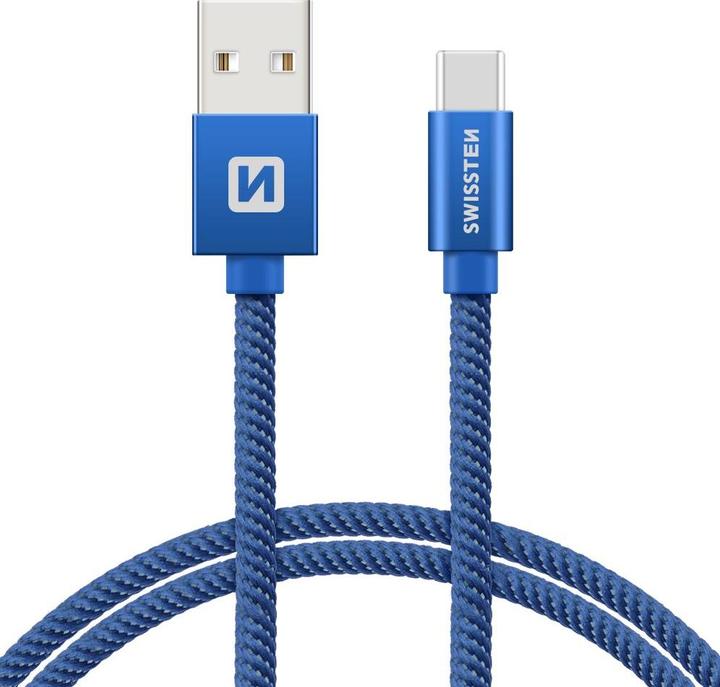 Produktbild Swissten Datenkabel Textil USB / USB-C 1.2 M (1.20 m, USB 3.2 Gen 1)