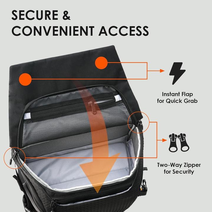 Image du produit Tarion Sac à dos professionnel étanche avec compartiment pour ordinateur et accès latéral (Sac à dos photo, 19 l)