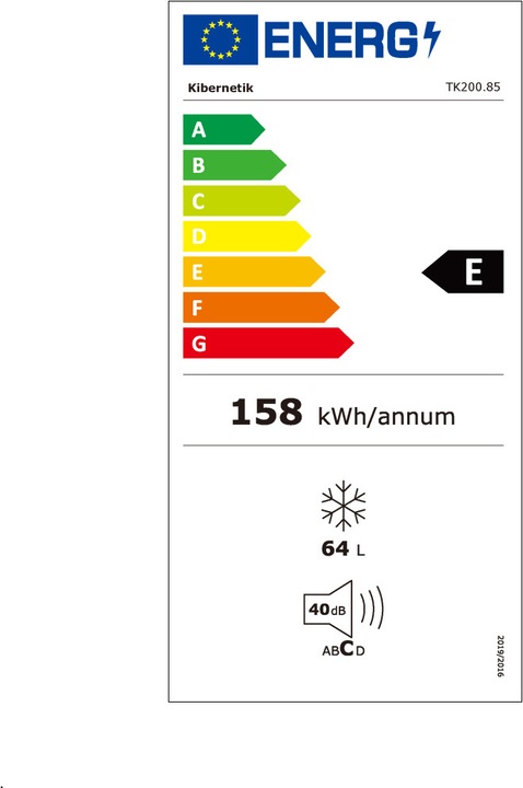 Label énergétique Kibernetik TK 200.85 (Autonome, 60 l)
