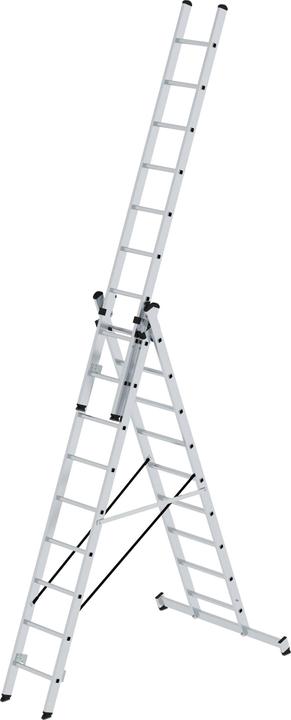 Produktbild Munk Mehrzweckleiter 3-teilig mit nivello-Traverse 3x9 Sprossen (Mehrzweckleiter, 277.50 cm)