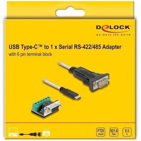 Thumbnail - Delock Adapter USB Type-C zu 1 x Seriell RS-422/485 Stecker (0.50 m), Schnittstellenkabel